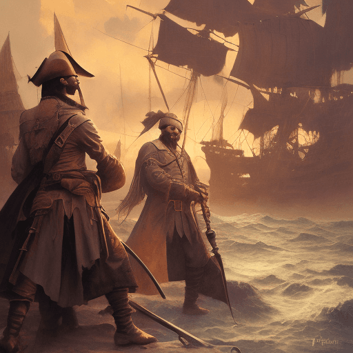 AI generated: podcast cover, 2 pirates recording a podcast, high resolution, hyper realism, oilpainting, painting ...