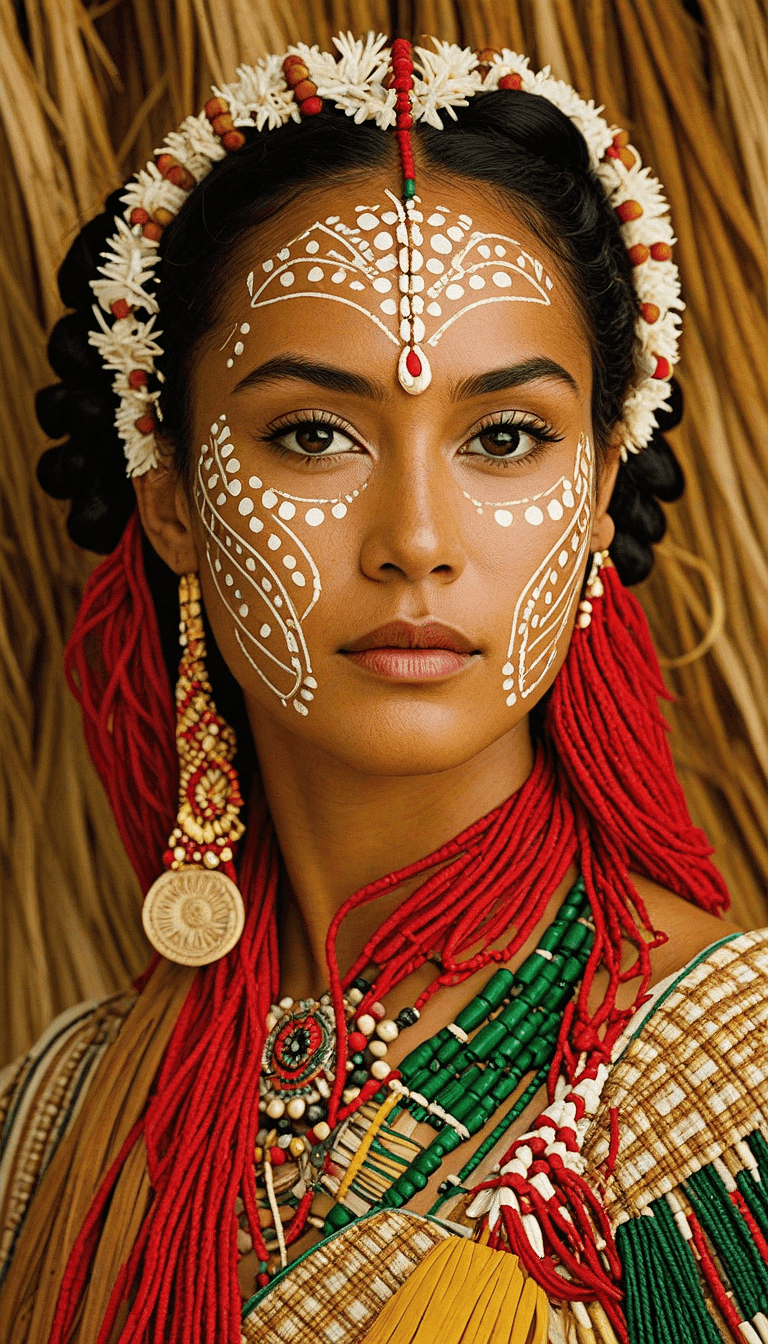 AI generated: An image inspired by Pacific Islander cultures, featuring traditional clothing and accessories that ...