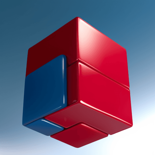 AI generated: Red cube on top of a blue cube