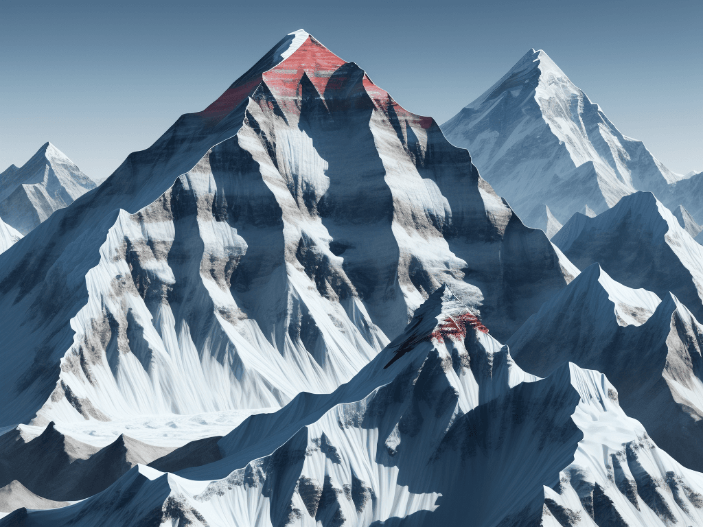 AI generated: Mount Everest, in the style of illusory wallpaper, colorful realism, modular, intense close-ups, uhd...