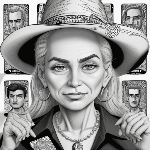 AI generated: cartoon coloring book, black and white portraits, in the style of Loteria game sets published and pr...