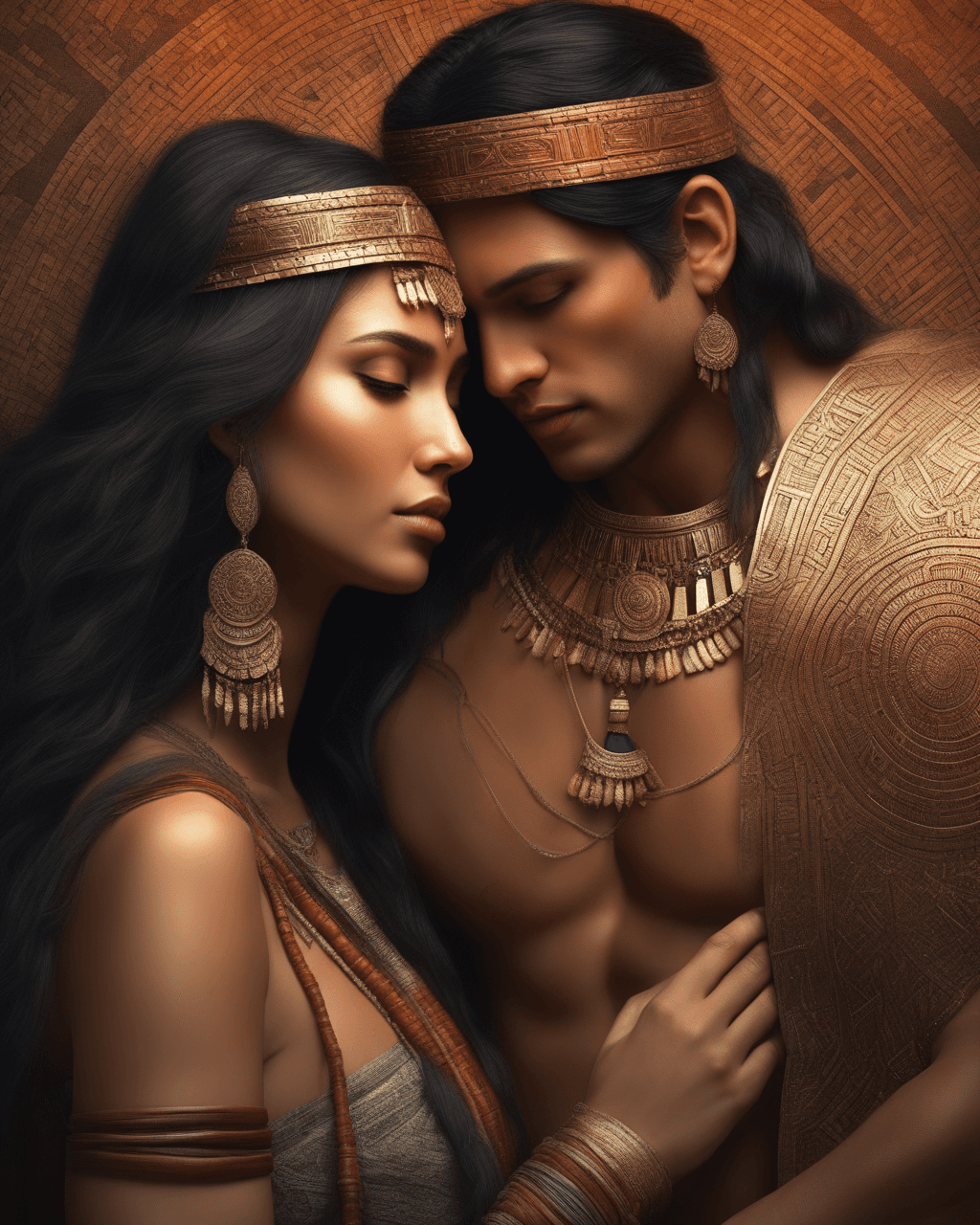 AI generated: hiper realista una pareja hombre y mujer fitness, raza andina, rostro andino, mujer cargada por el h...