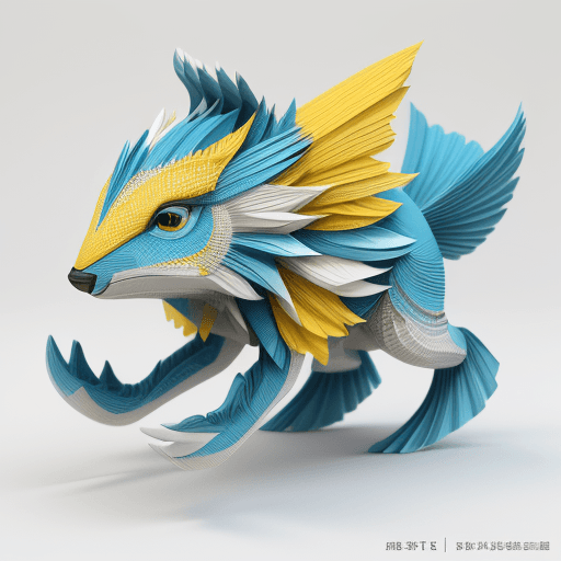 AI generated: 3d rendering, front view, beautiful animals, paper work for a tactile style, select a color palette ...