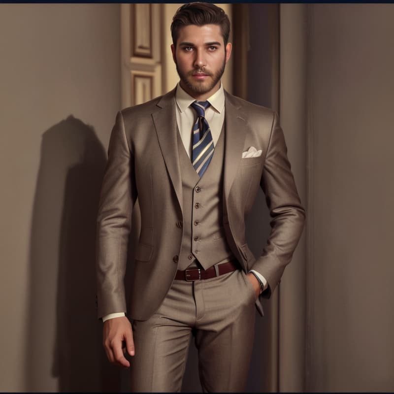 AI generated: 35 year old , (bearded:0.9) man with (slim:1.1) (fit:0.7) body, beautiful brown eyes wearing a nice ...