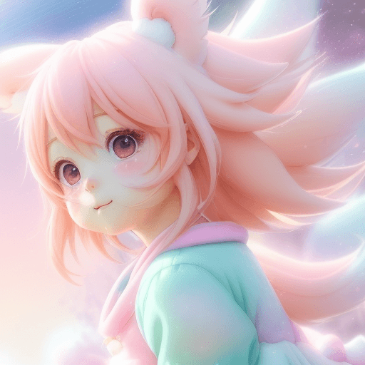 AI generated: Candid Shot, a cute anime mascot dissolving into adorable, pastel hues, blending into a soft, pastel...