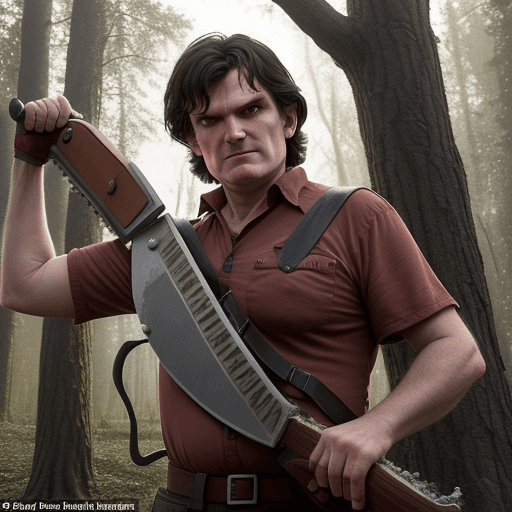 AI generated: Javier Milei, 55 years old, double chin, as Ash from The Army of Darkness, with his left arm as a ch...