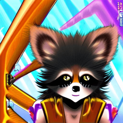 AI generated: furry, canid, Michiru, raccoon ears, two-tone hair, (animal nose:0.8), short hair, (raccoon tail:1.0...
