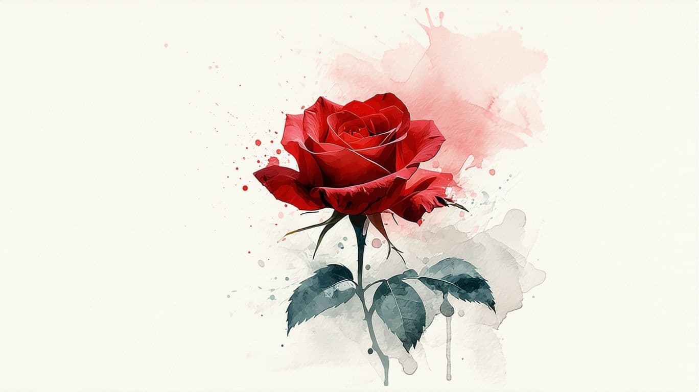 AI generated: red rose on an off-white background, in the style of watercolor illustrations --ar 1:2 --stylize 750