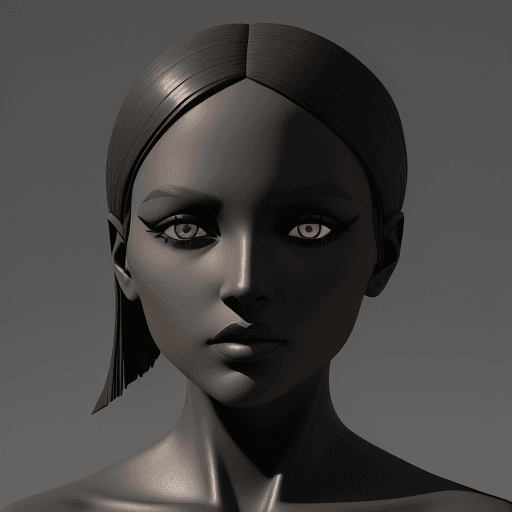 AI generated: 3d photo of a woman with shadow with help eye., in the style of minimalist beauty, light black and b...