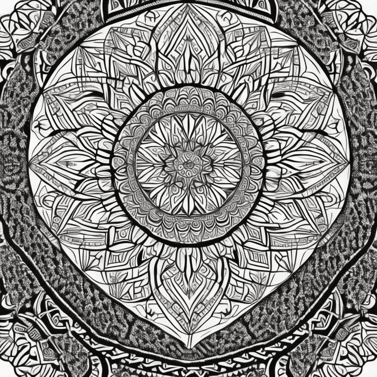 AI generated: ((Heart)), 
mandala, cat full body, mandala body, mandala face, full background mandala, Coloring pa...