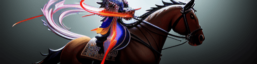 AI generated: Kyoto Animation stylized anime mixed with tradition chinese artworks~ riding on a horse and on one h...