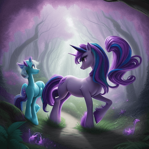 AI generated: Step into the enchanting realm of My Little Pony and imagine a scene where the main characters, incl...