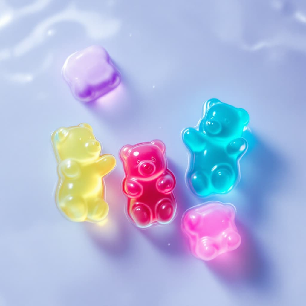 AI generated: sour gummybears taking a jelly bath
