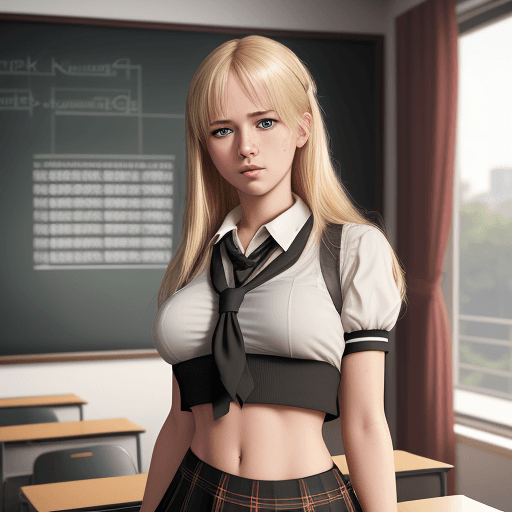 AI generated: solo focus, masterpiece, ultra realistic 8k CG, looking at viewer, classroom , photo referenced, bes...