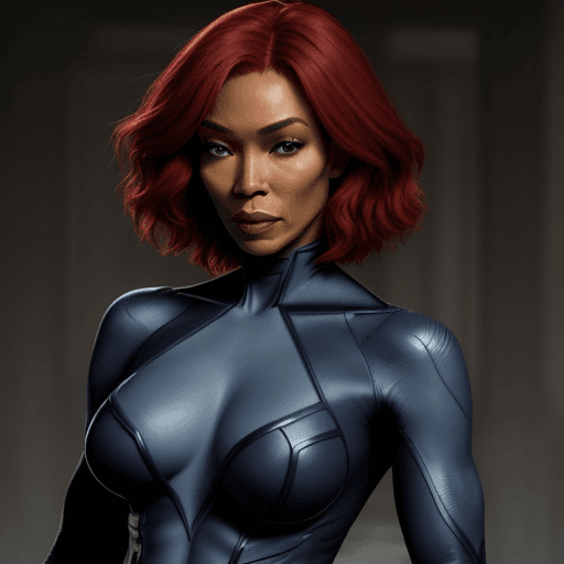 AI generated: angela bassett as mystique the x-men with red hair
