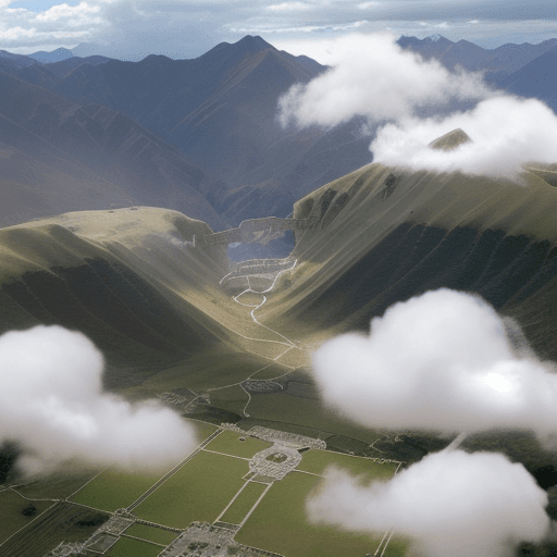 AI generated: Phase-Space Astral soaring in the clouds of the ancient city of the Incas --no People