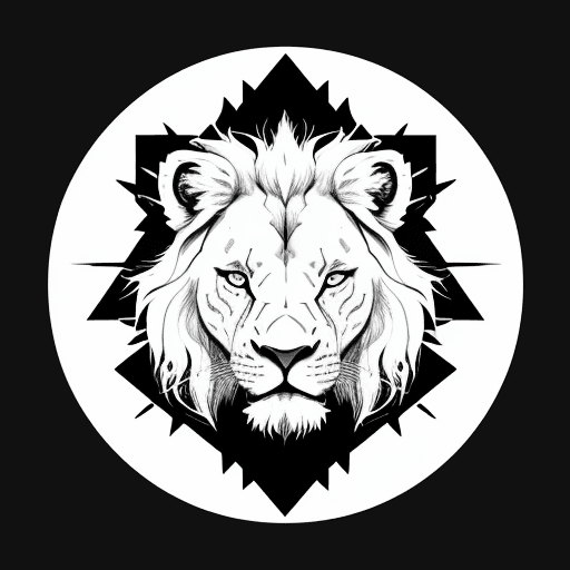 AI generated: Logo gaming wear, concept, lion, nonagon, colour white, wild, dynamic, iconic, art by Wylie Beckert ...