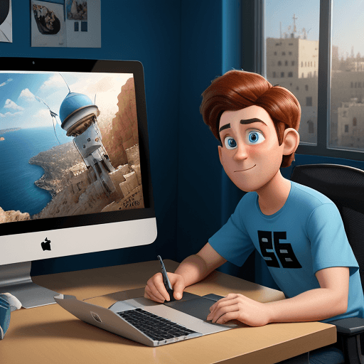 AI generated: 4K poster for a Pixar and Disney animated film called "Photoshop", released in 2024, about Israel, g...