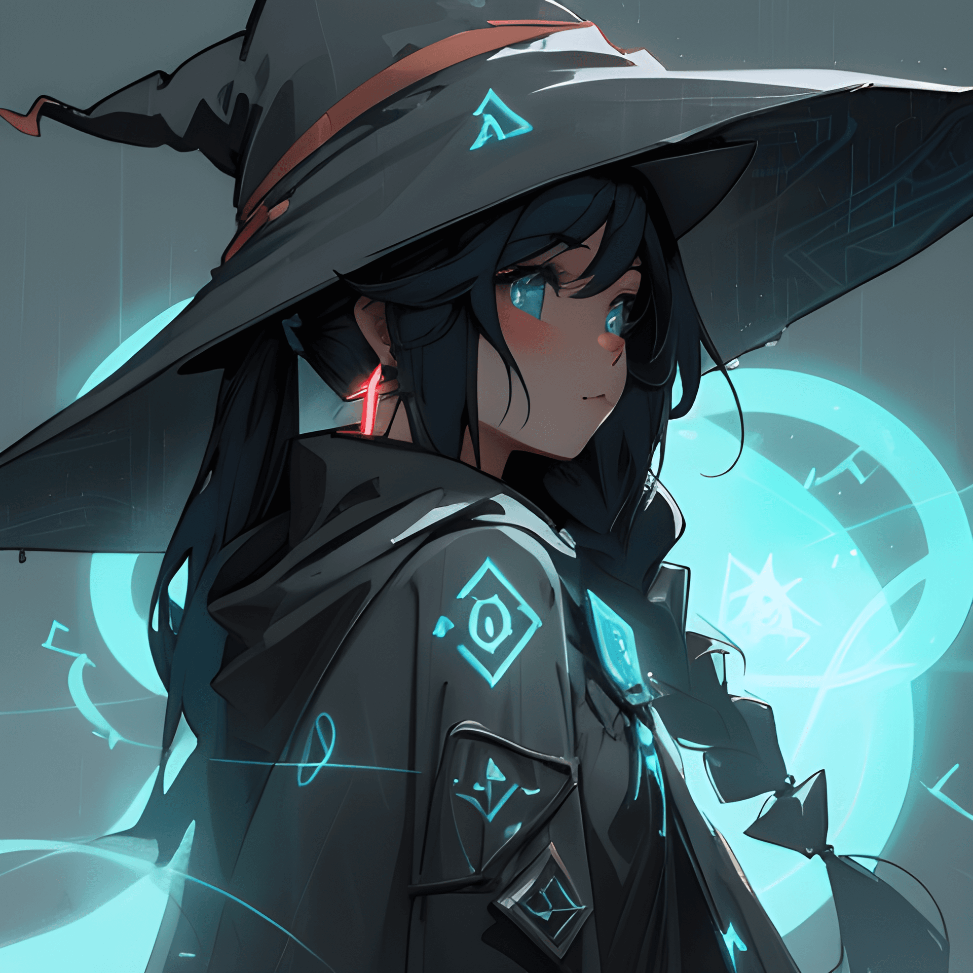 AI generated: a close up of a person wearing a hat, by Ross Tran, fantasy art, with glowing runes on the body, wea...