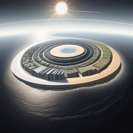 AI generated: realistic, hyper real, 13 different flat worlds stacked on top of each other, seen from the zijkant,...