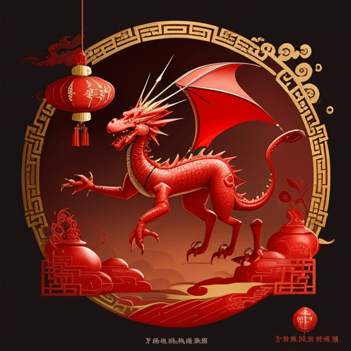 AI generated: lunar new year red dragon, in the style of Pixar animation, traditional Chinese cultural themes, int...