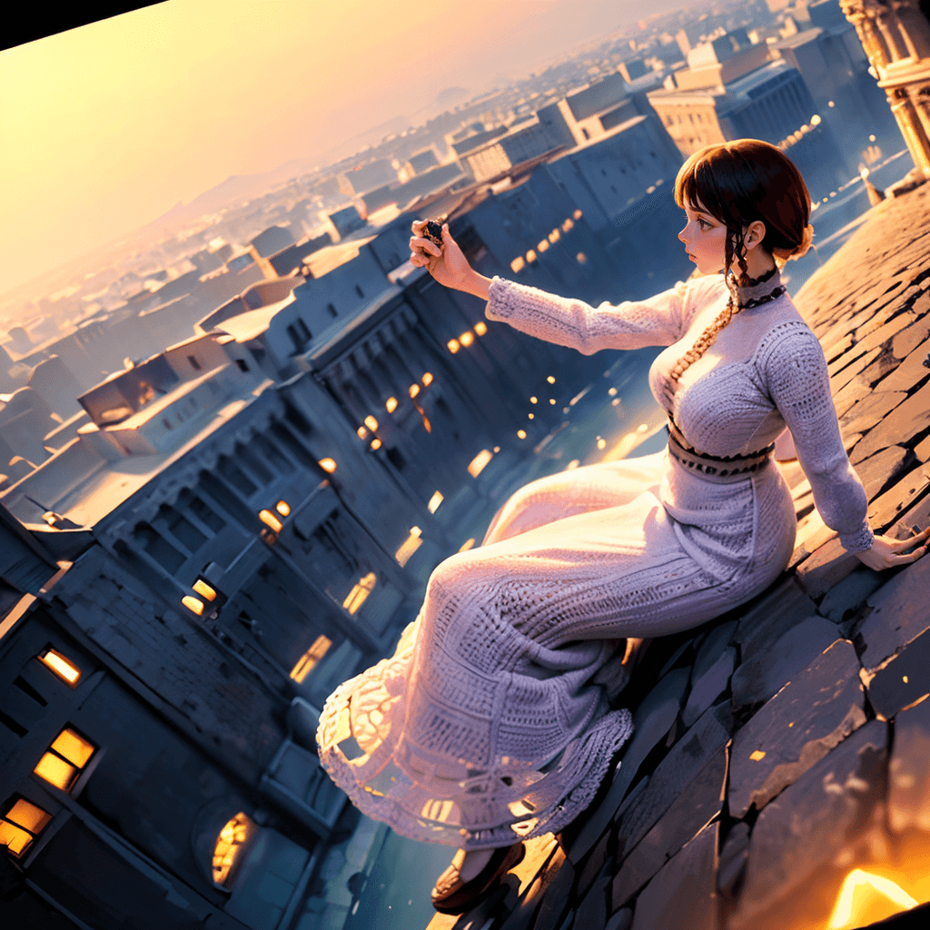 AI generated: ((masterpiece, 4k quality, authentic:1.3), a nubile woman wearing a crochet dress in roman city, BRE...