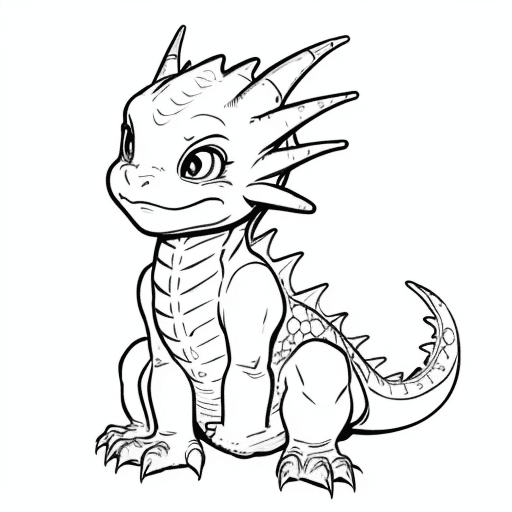 AI generated: happy  baby  dragon art lines without fill color