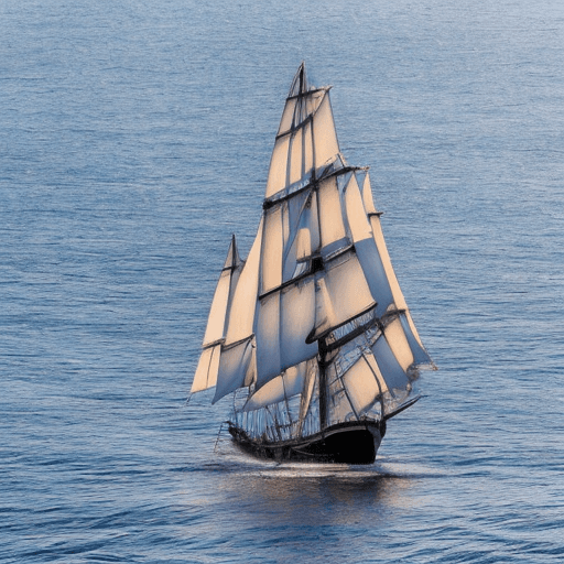AI generated: Photo of a ultra realistic sailing ship, dramatic light, pale sunrise, women