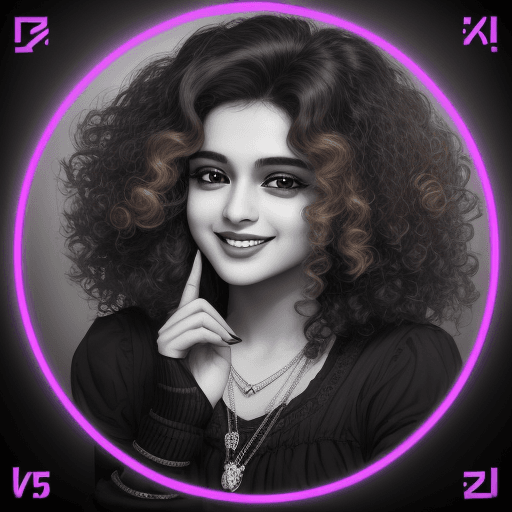 AI generated: woman smiling in black and white with curly hair, in the style of y2k aesthetic, indian pop culture,...