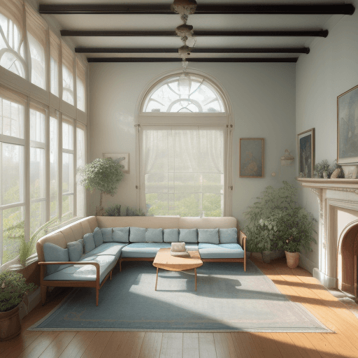 AI generated: High resolution photography interior design, dreamy sunken living room conversation pit, wooden floo...