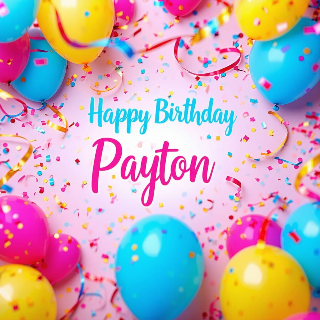 AI generated: Create an eye-catching image with the words "Happy Birthday Payton" prominently centered in the midd...