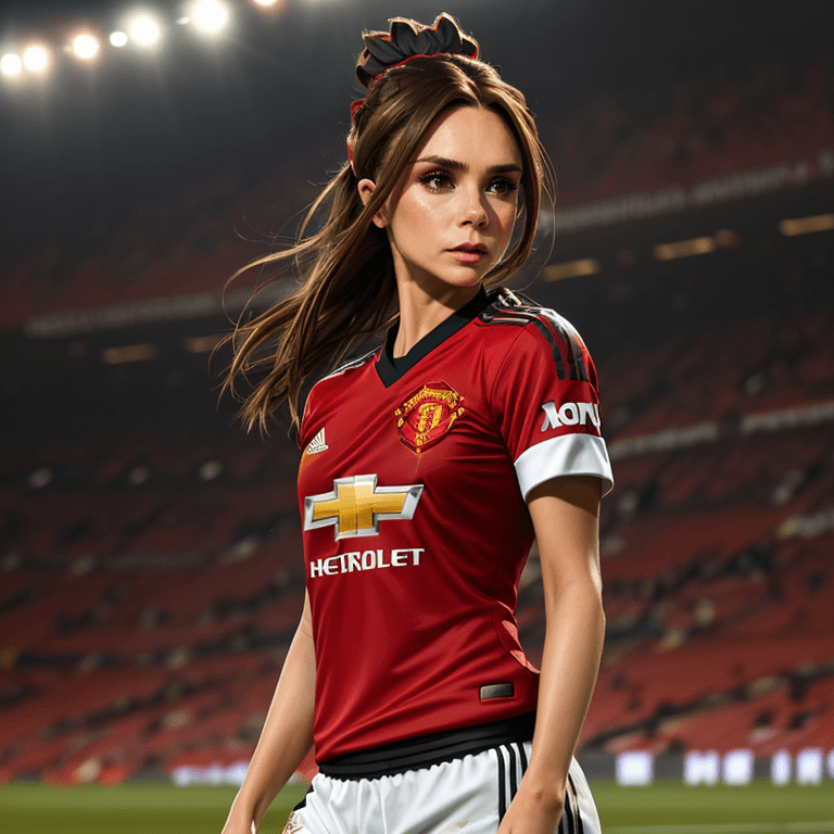 AI generated: amazingly detailed, masterpiece, (red manchester united team jersey:1.3) ultra hd, full shot, dynami...