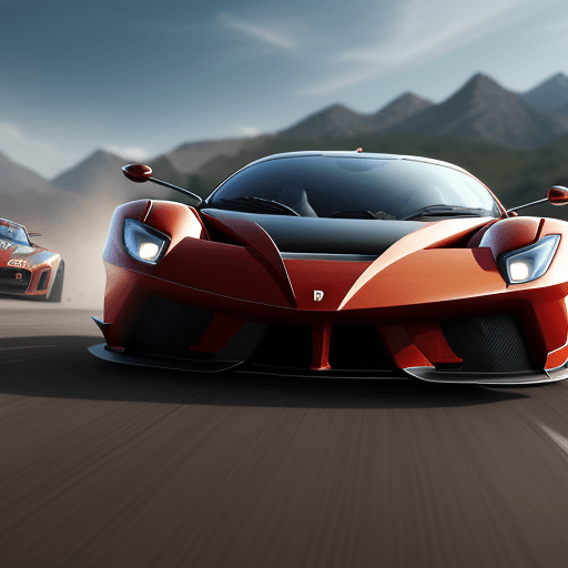 AI generated: cinematic CG 8k wallpaper, action scene from Hot Wheels tabletop racing game, from Forza Horizon 5, ...