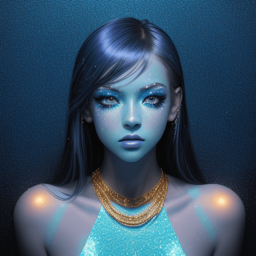 AI generated: ((aesthetics)), cinematic photo shot a girl,  editorial quality blue light fracturing, blue light ba...