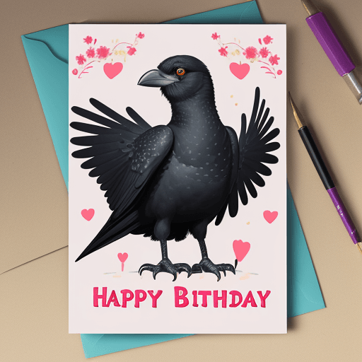 AI generated: create an animated image of merlina for happy birthday card
