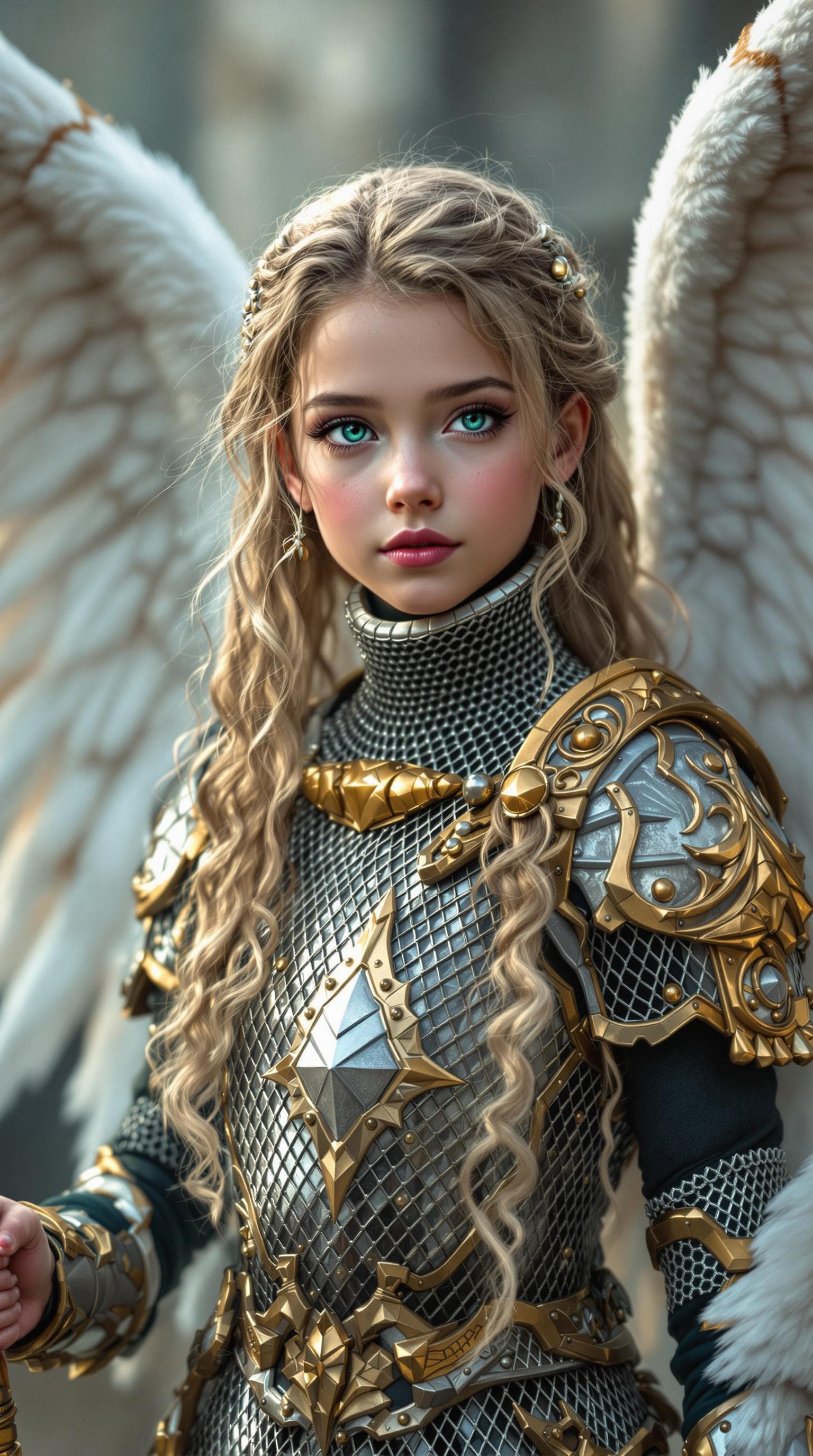 AI generated: a professional photo of a exceptionally of the most beautiful angelic girl in the world, (age 7), (f...