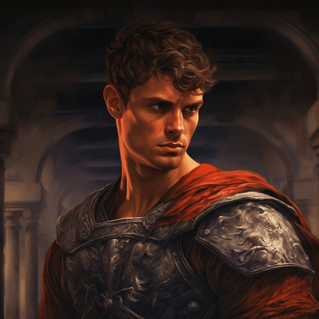 AI generated: A cover of the romanRoman male character, in the style of high dynamic range, cut/ ripped