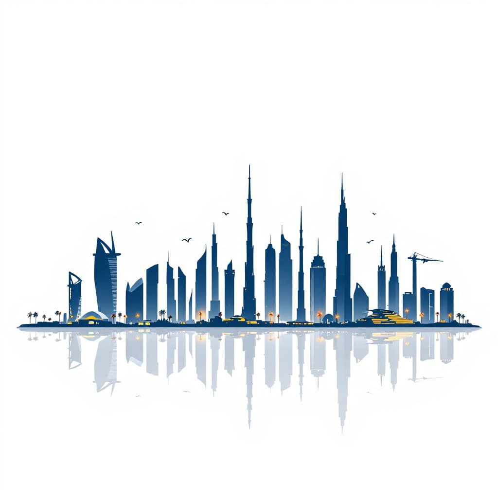 AI generated: Abu Dhabi UAE 2024 skyline silhouette. blue Abu Dhabi city design isolated on white background, vect...
