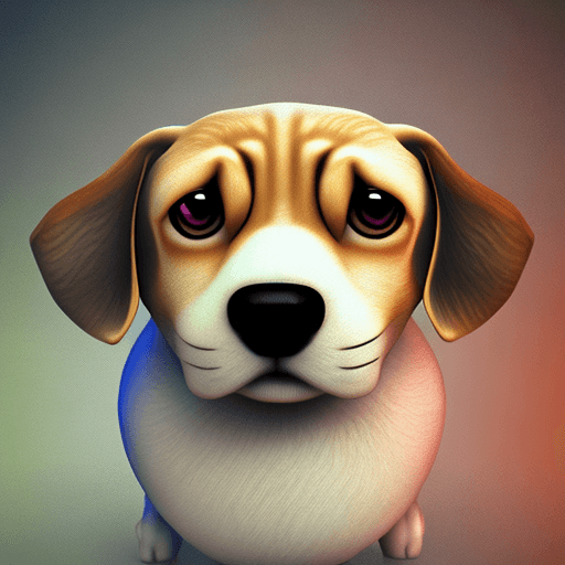 AI generated: super cute cartoon 3d model anime small fat beagle dog with big eyes, long ears, anime shading, anim...