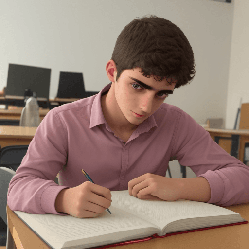 AI generated: estudiante de enfermería estudiando para oposiciones. Está en su mesa estudiando, tiene rasgos españ...