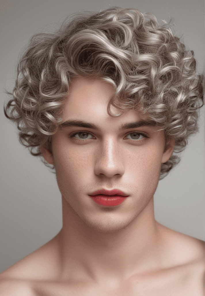 AI generated: (masterpiece:1.05) beautiful portrait of A young man with short, curly hair and freckled skin ,luxur...