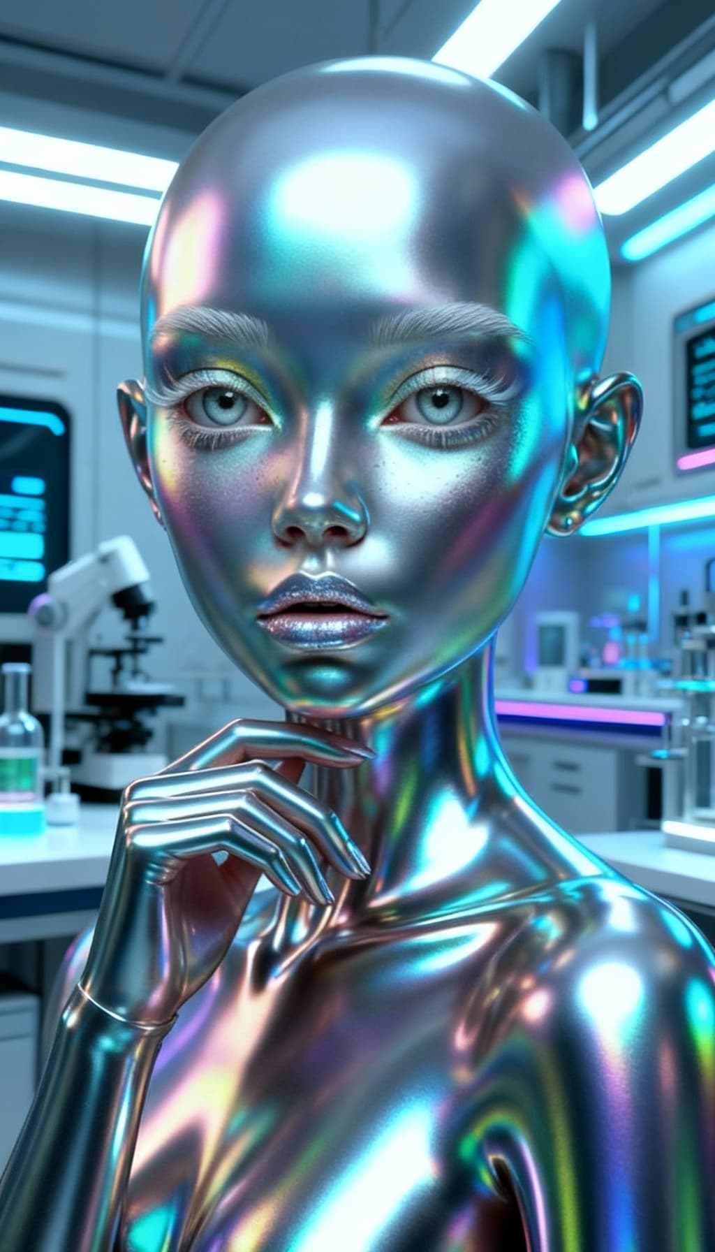 AI generated: Eliminate all openings within this robot. Close all gaps over the body and face to make this charact...