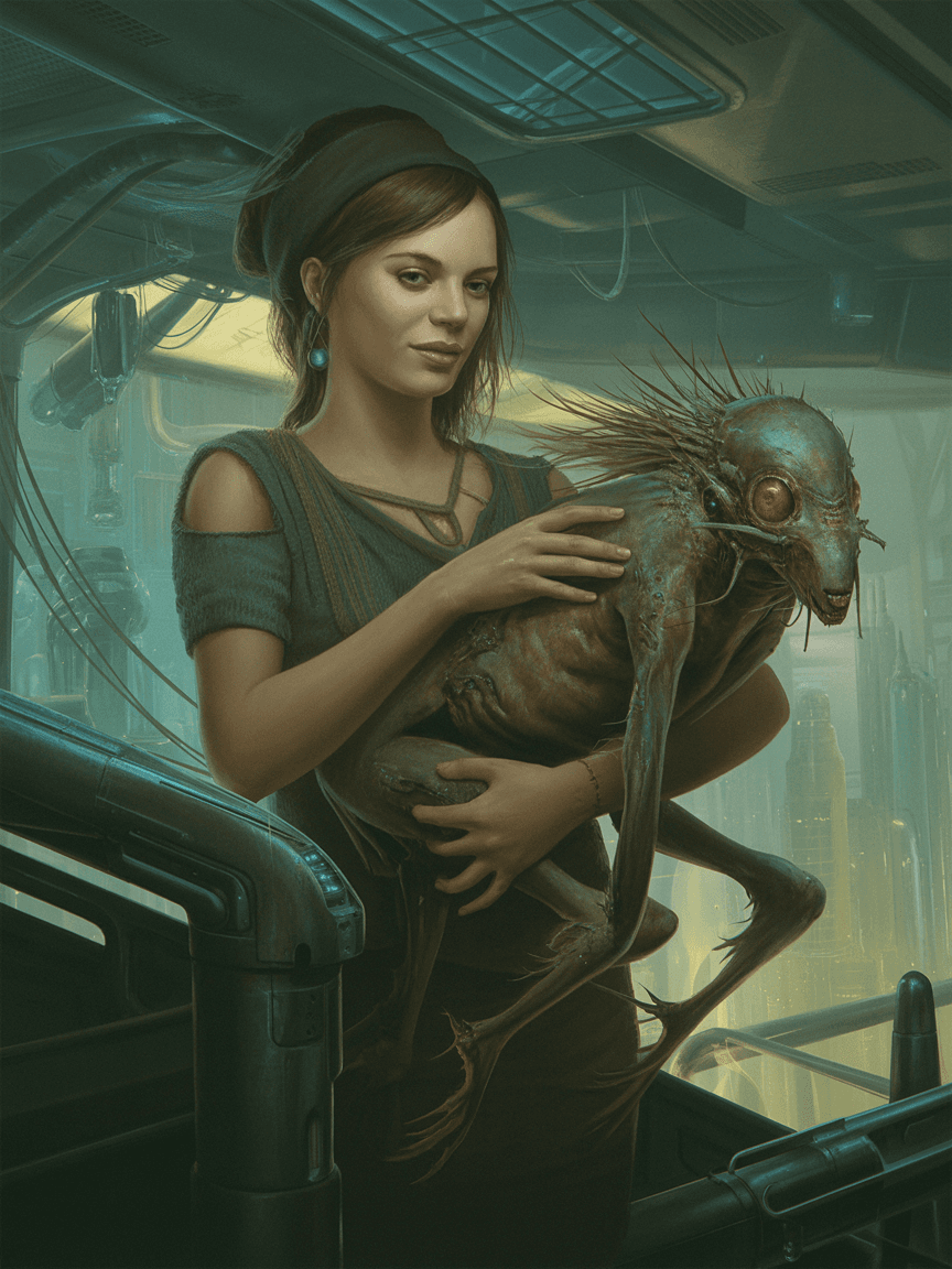 AI generated: Produce a captivating and imaginative image in the artistic style of Joao Ruas. Depict a scene, with...
