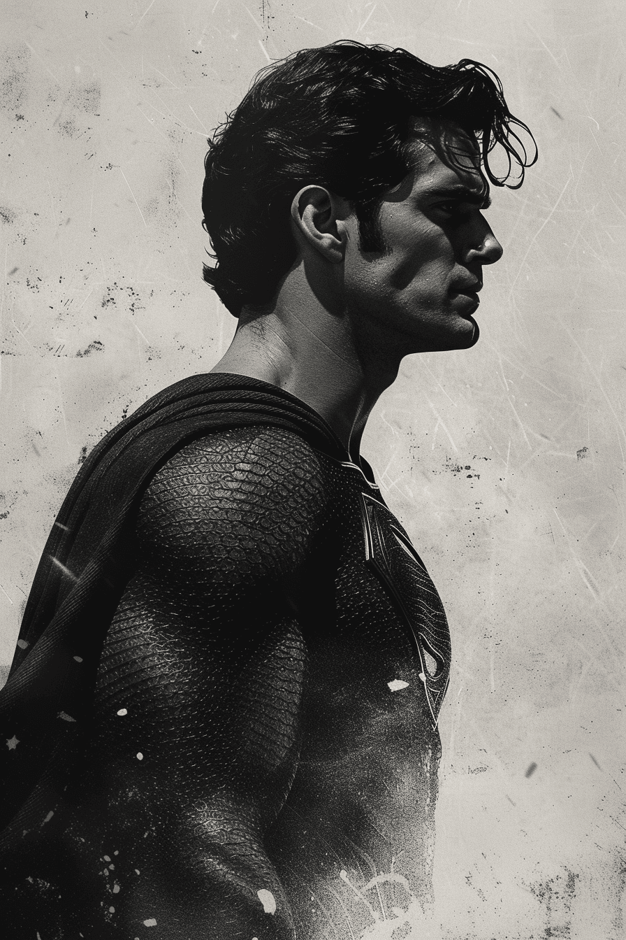 AI generated: drawing,  silhouette of Superman, in the style of comic book-inspired, realistic hyper-detail, princ...