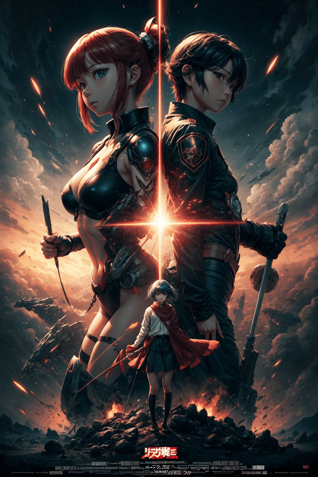 AI generated: incredibly powerful Anime Girl, created by Hideaki Anno and Katsuhiro Otomo and Rumiko Takahashi, Mo...