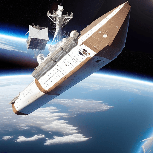 AI generated: A very big ship in space with beautiful girls