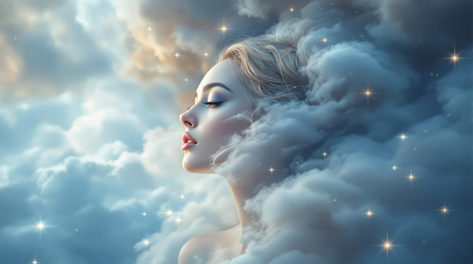 AI generated:  a starwar poster with misty blue and earth tones vaporous cloud, resembling a celestial aura, with ...