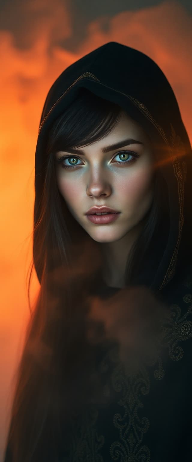 AI generated: "Epic, modern, future-themed full-body portrait photograph depicting a slender Irish supermodel, ear...