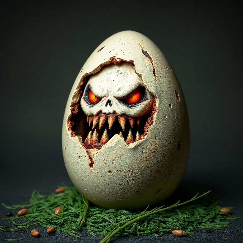 AI generated: Creepy  horror  egg