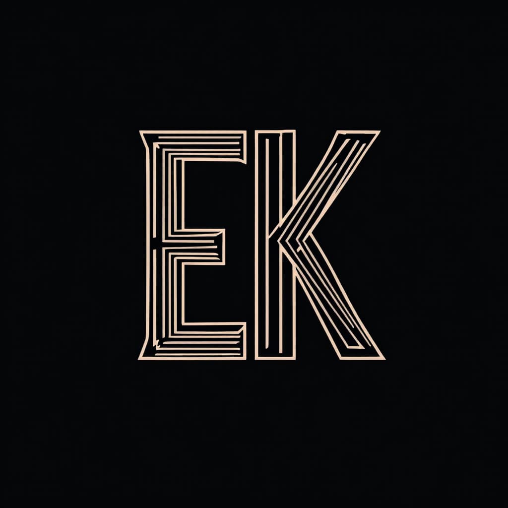 AI generated: A lettermark of a letter “EK”, logo, serif font, vector, simple.